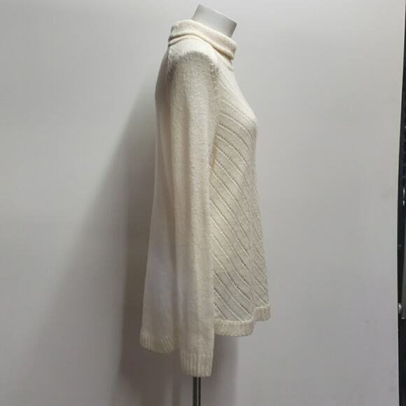 Lou & Grey Loft Cream Pullover Funnel Neck Wool Alpaca Blend Knit Sweater M - Picture 3 of 11
